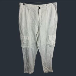 Nicole Miller Linen Men's White  Cargo Pants Size L Beach Summer Vacation